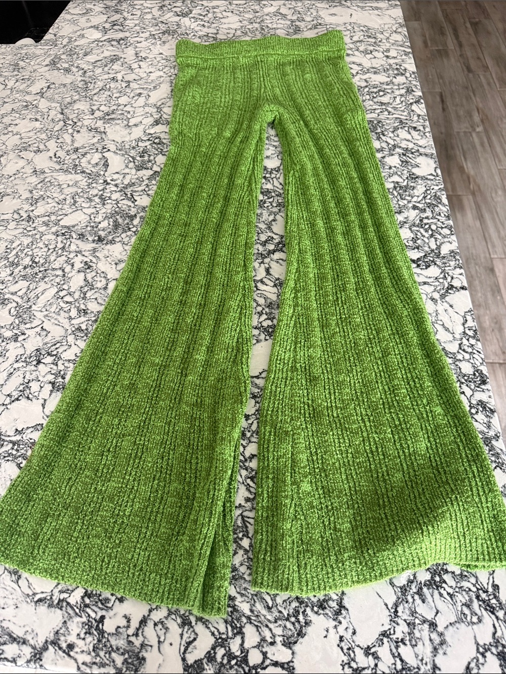 By Together Lime Green Ribbed Knit Sweater Pants